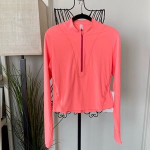 NWT Orange/Pink Lululemon Gloss Trim Running 1/2 Zip Long-sleeve Top